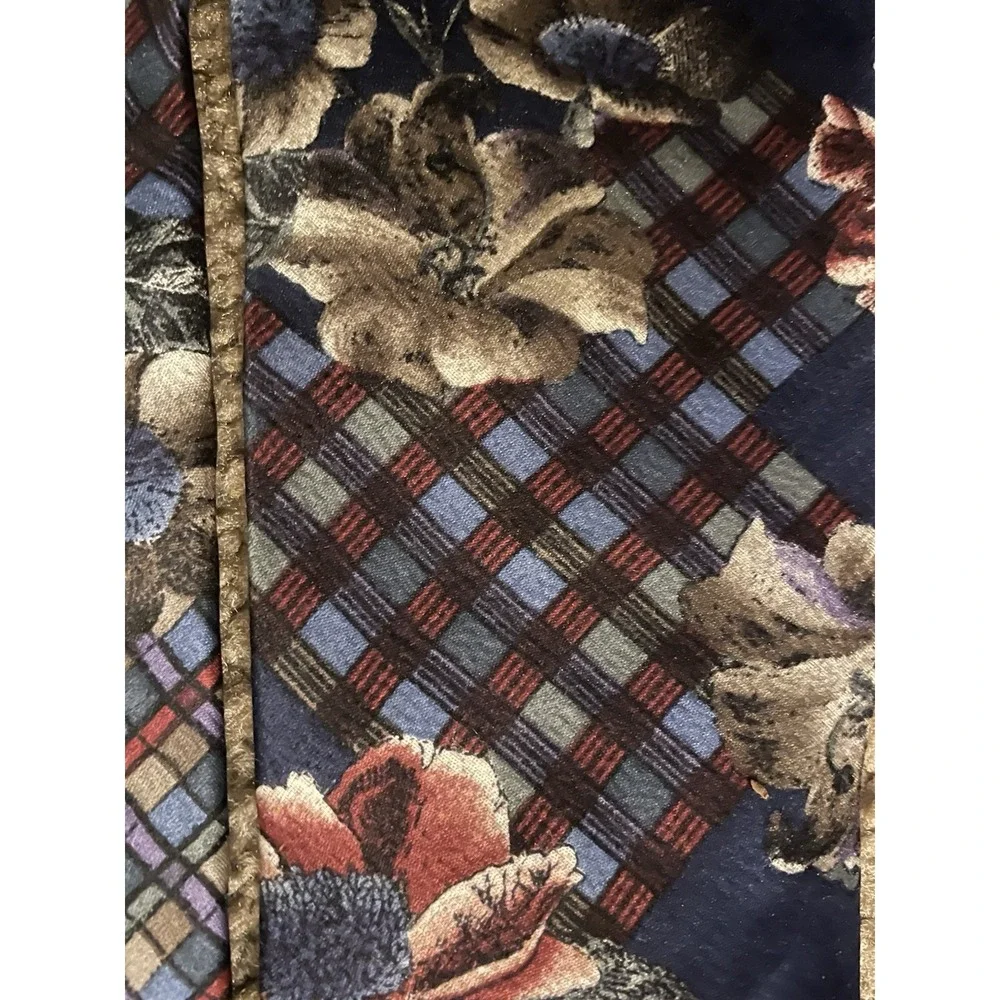 Halston III Neckwear Tie Multicolor Floral Plaid Contrasting Pattern Silk JBHS